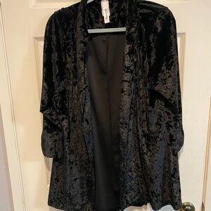 Black Velvet Open Front Jacket